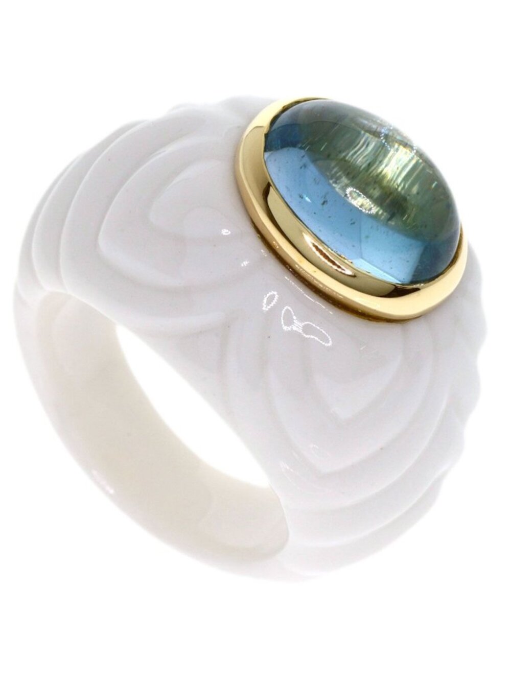 Bvlgari Chandra Blue Topaz Ring 18k Yellow Gold